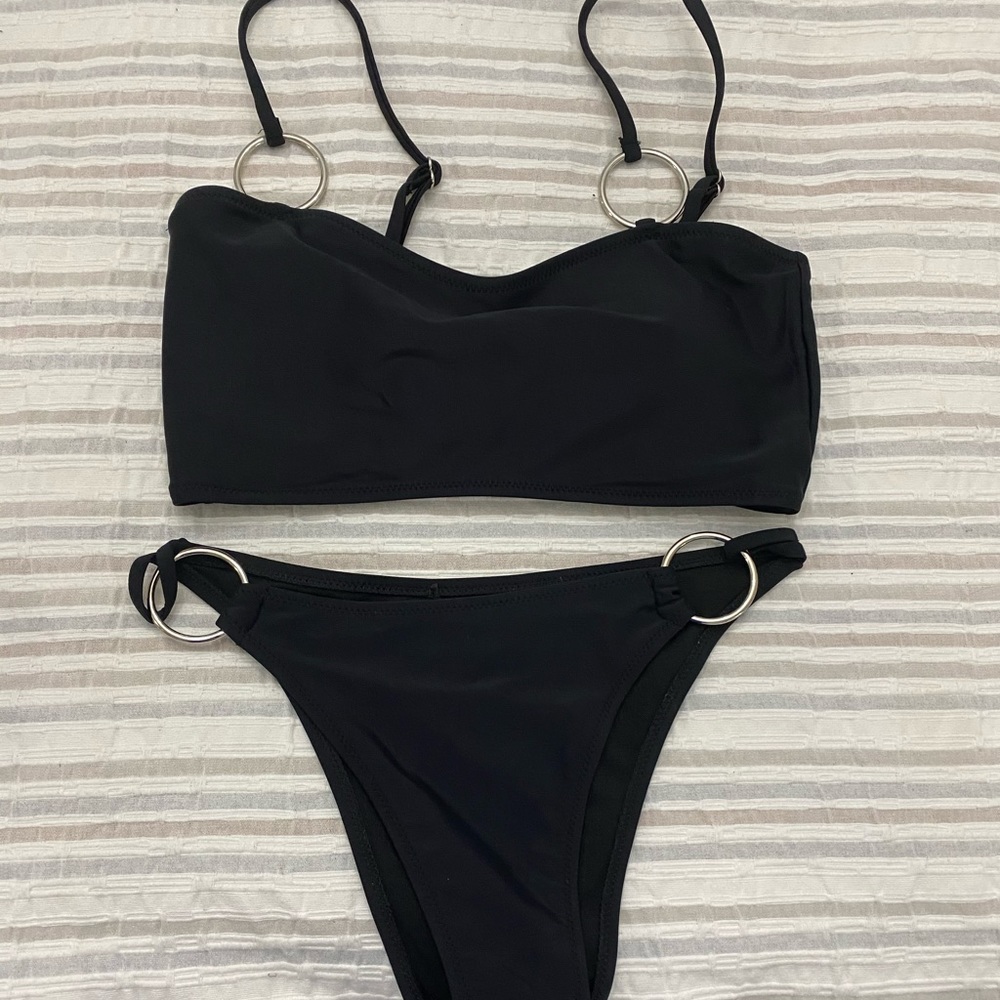 Black bikini with silver accents